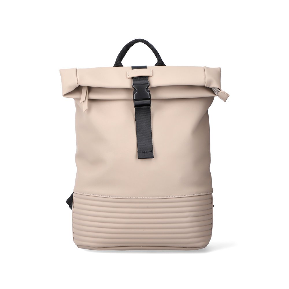Rieker women´s backback H1426-62 in beige made of imitation leather with zipper from the front.
