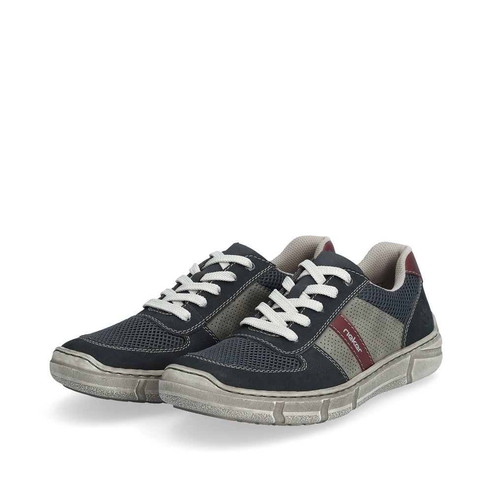 Rieker chaussures à lacets bleues pour hommes 04002-14 avec largeur H. Chaussures inclinée sur le côté.