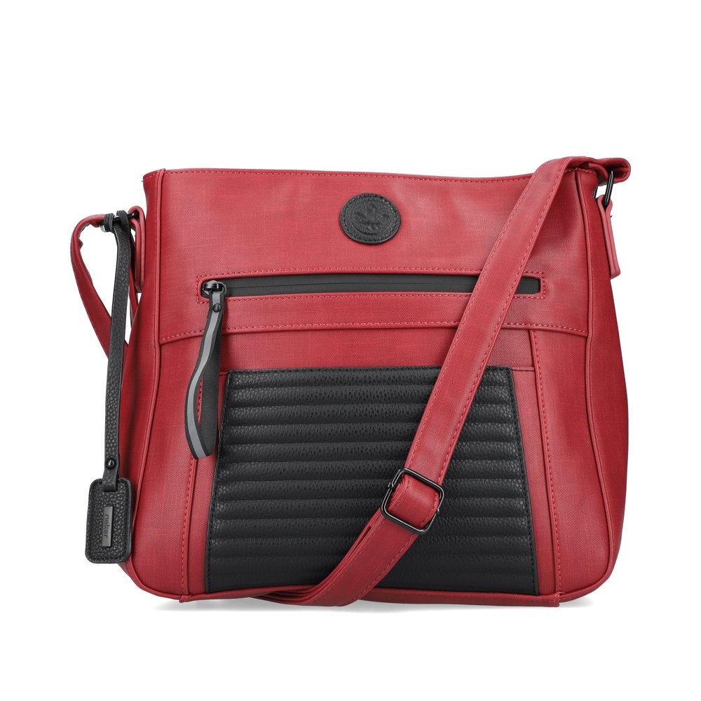 Rieker women´s bag H1481-33 in red-black made of imitation leather with zipper from the front.