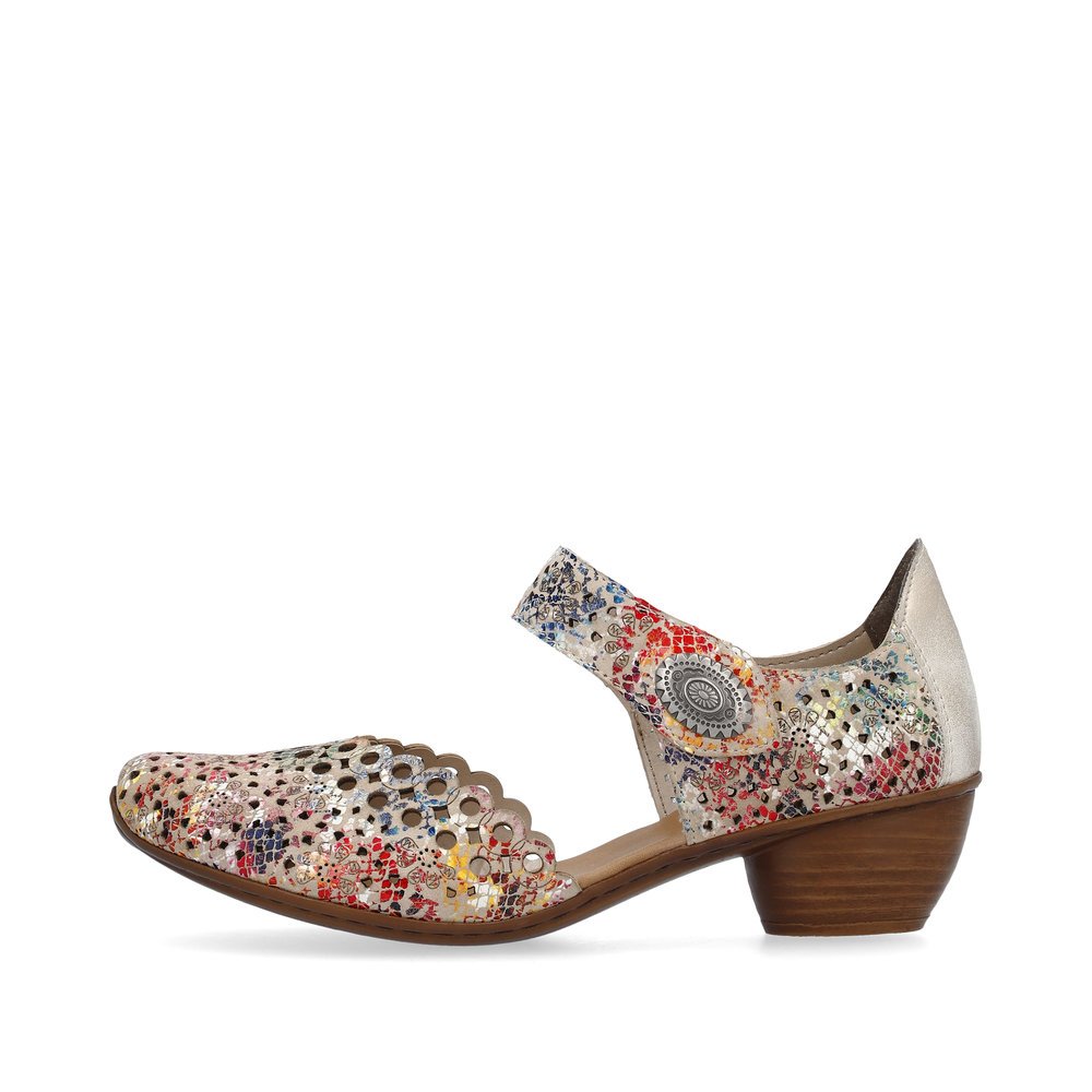 Rieker sandalettes à lanières multicolores femmes 43753-91. Côté extérieur de la chaussure.