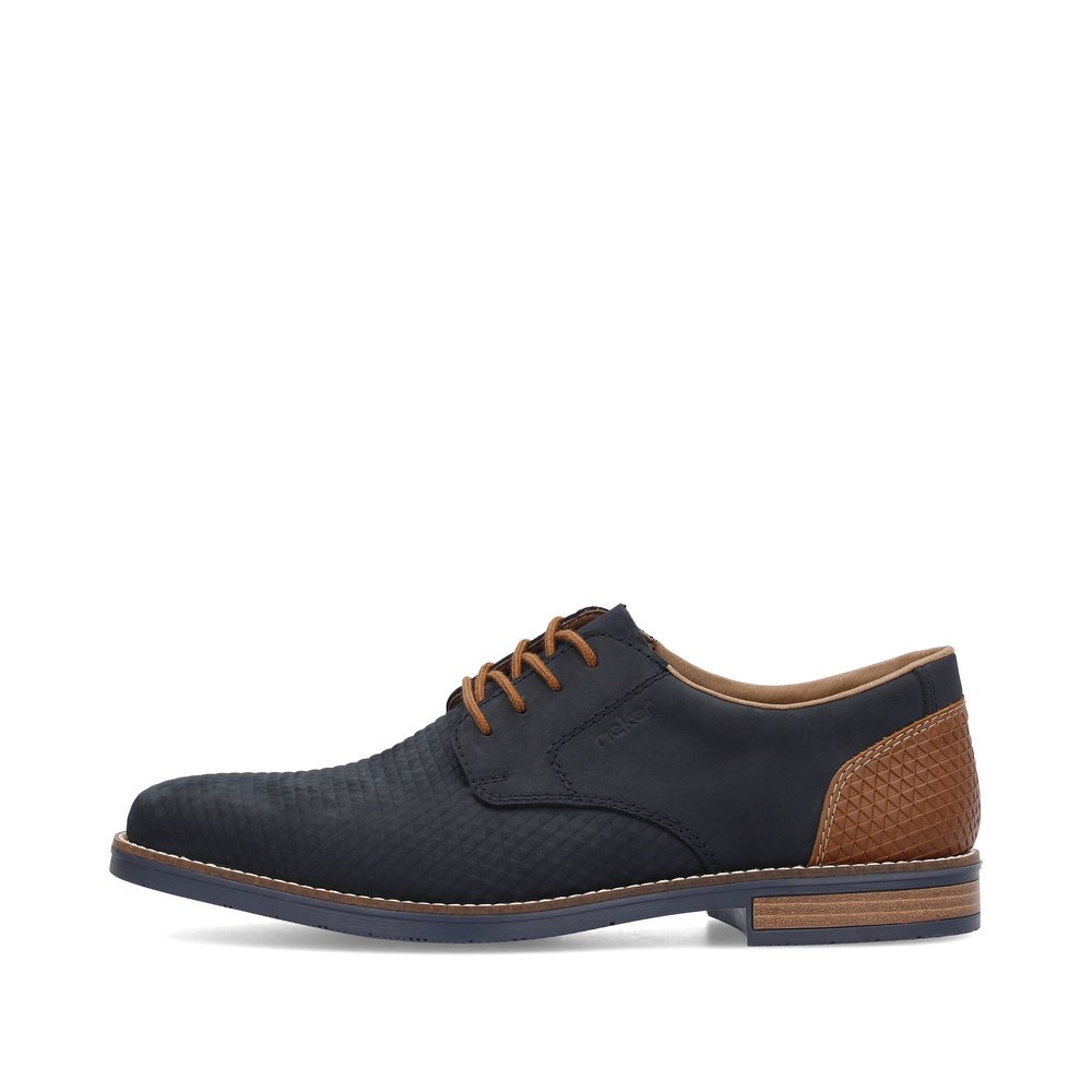 Rieker chaussures à lacets bleues hommes 13509-14 avec largeur G 1/2. Côté extérieur de la chaussure.