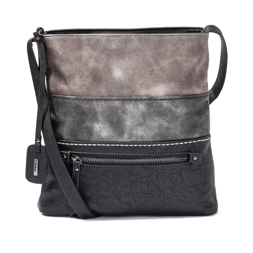 Rieker women´s bag H1301-45 in grey made of imitation leather with zipper from the front.