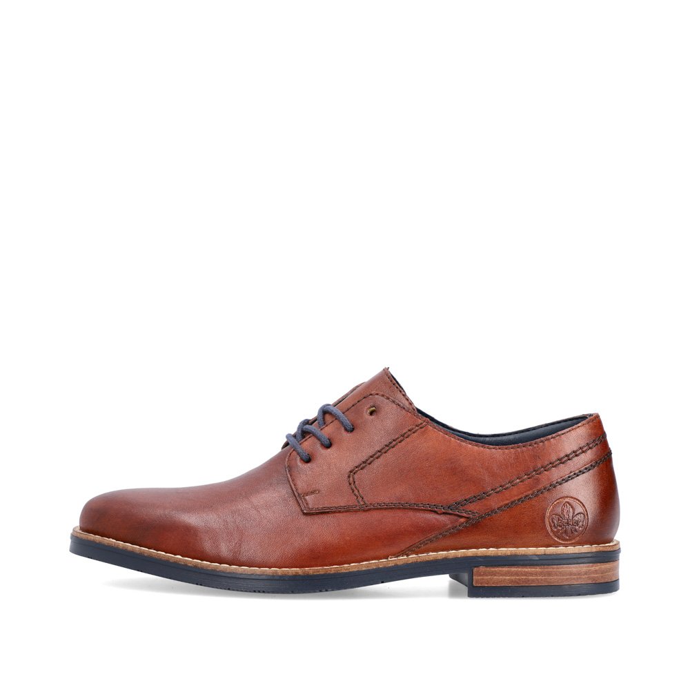Coffee brown Rieker men´s lace-up shoes 13519-24 with the comfort width G 1/2. Outside of the shoe.