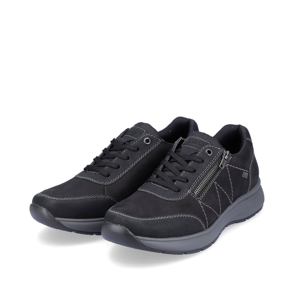 Asphalt black Rieker men´s sneakers B7620-00 with lacing and zipper. Shoe laterally