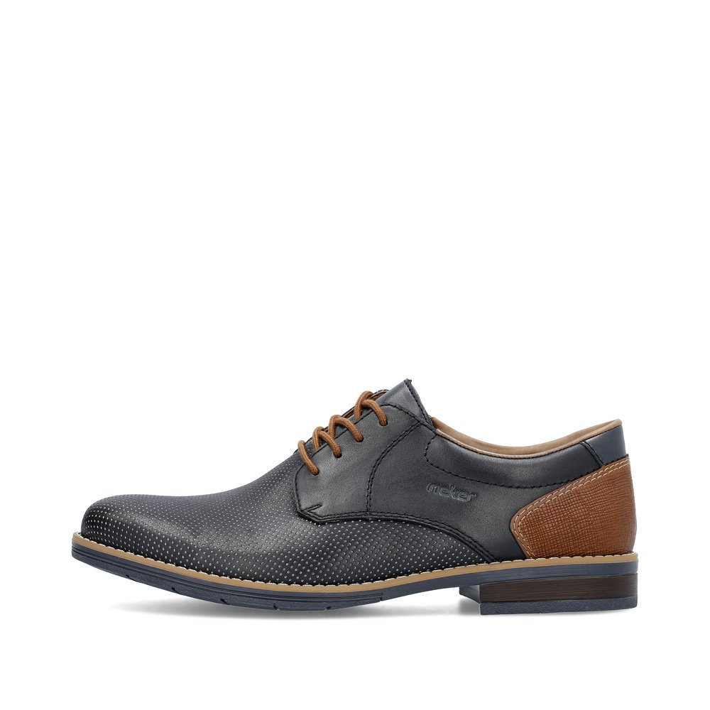 Rieker chaussures à lacets bleues pour hommes 10308-14 avec largeur G 1/2. Côté extérieur de la chaussure.