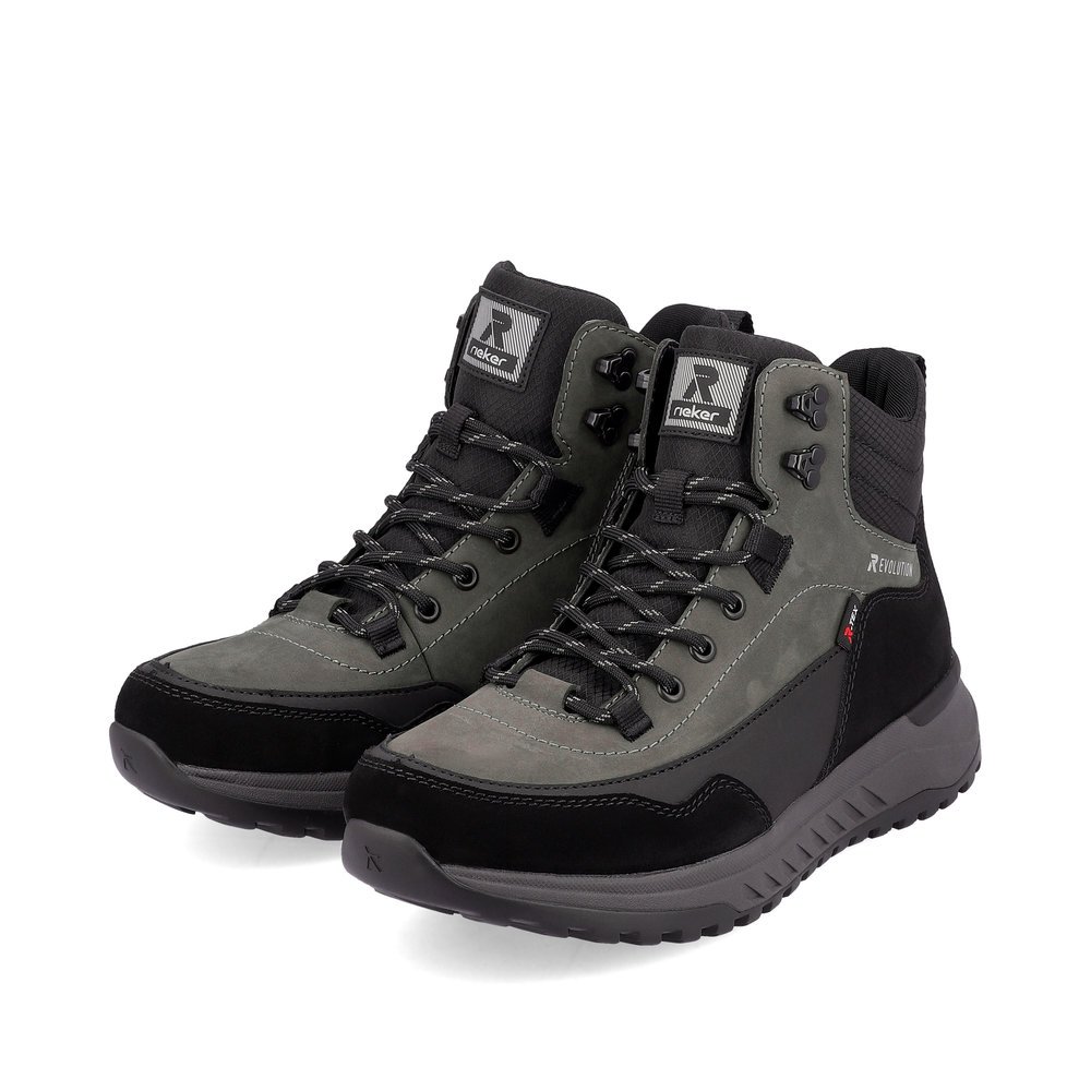 Black Rieker EVOLUTION men´s boots U0169-42 with grippy Fiber-Grip sole. Shoe laterally