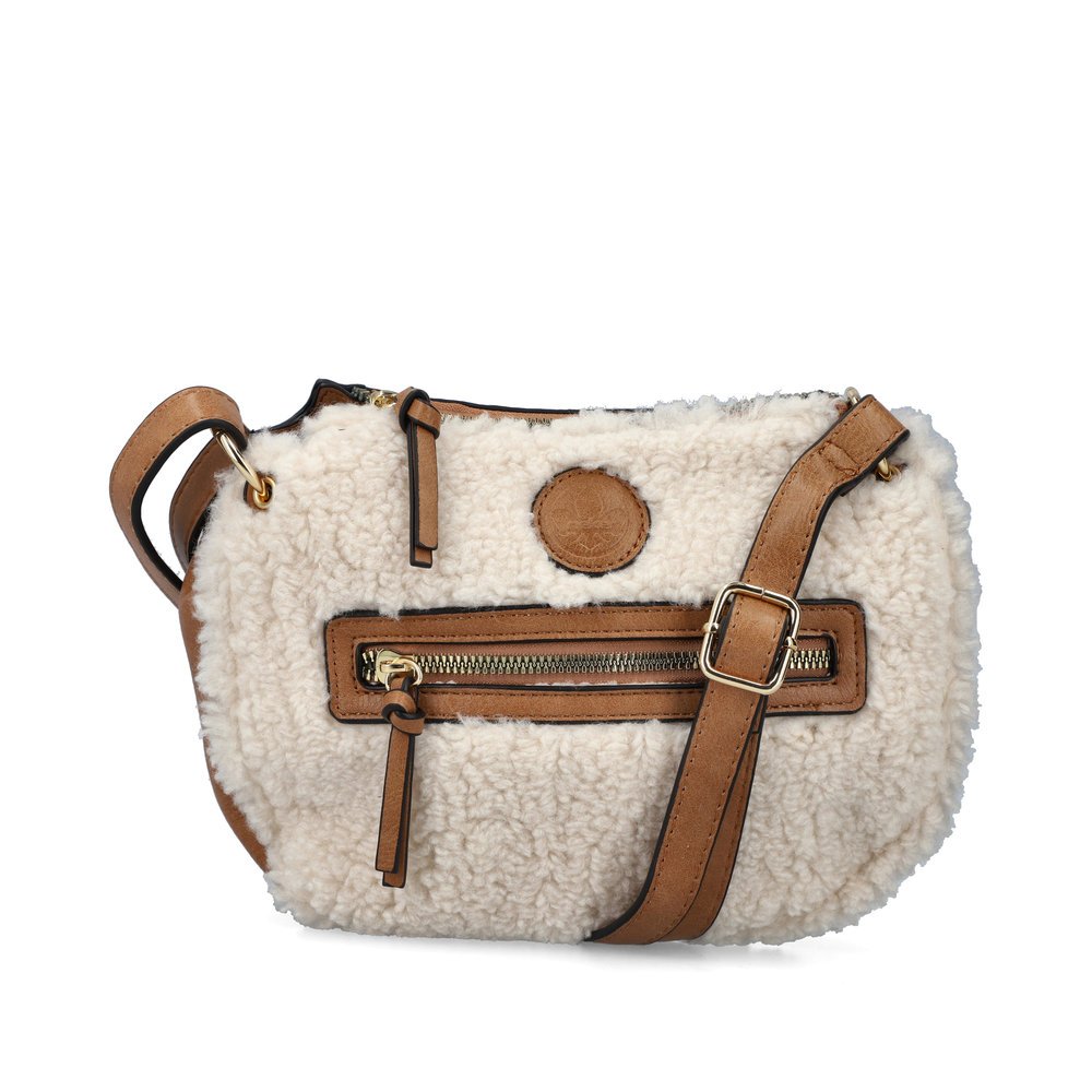 Rieker women´s bag H1501-80 in beige-brown made of textile with zipper from the front.