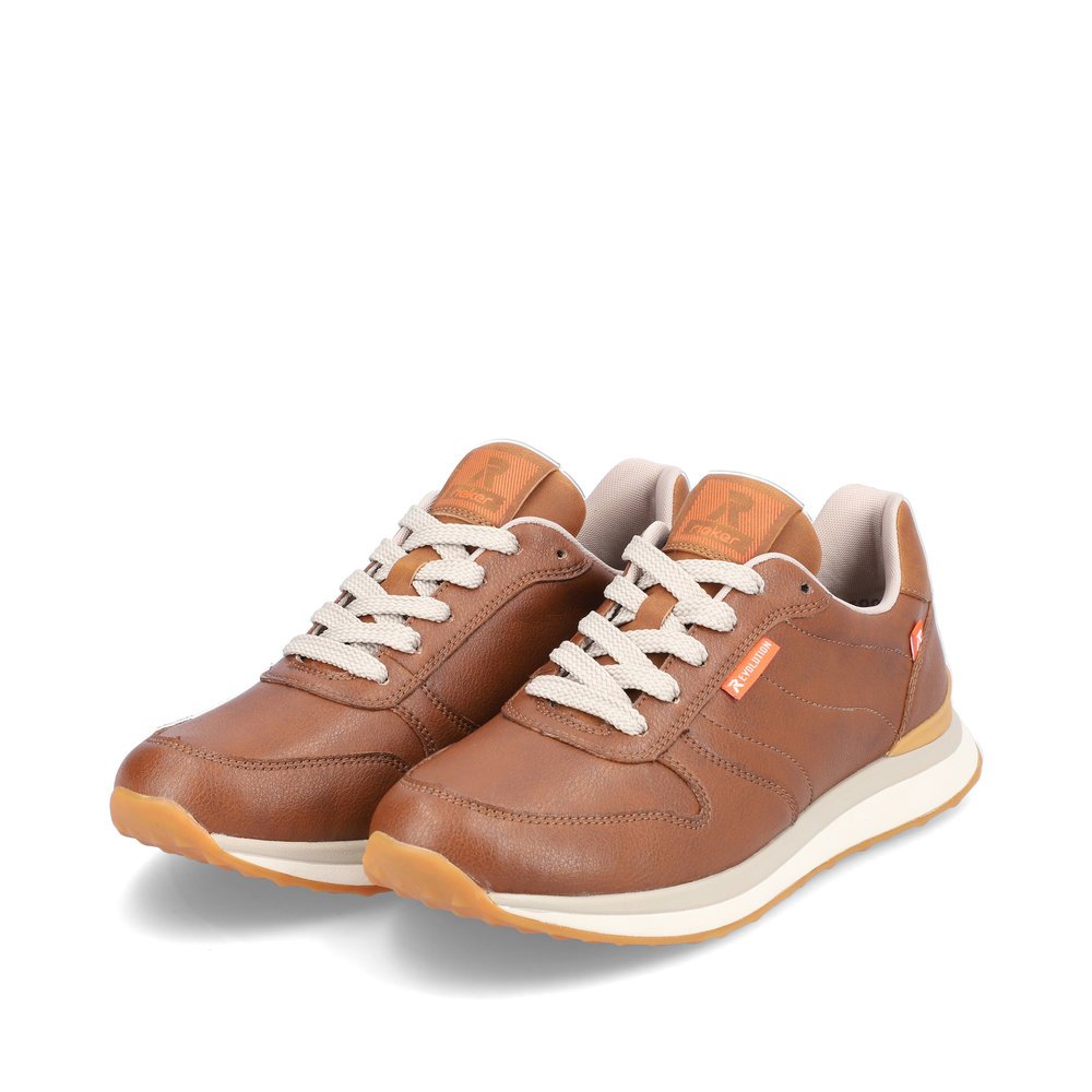 Brown Rieker women´s low-top sneakers 42500-22 with a flexible sole. Shoes laterally.